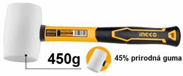 INGCO Kladivo gumové 450g biele INGCO sklolaminátová násada