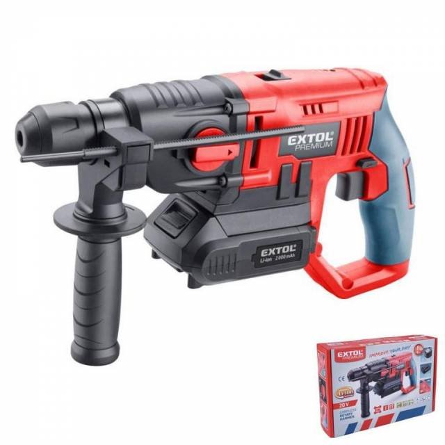 EXTOL PREMIUM Kladivo aku vŕtacie 20V SDS+ 1,2J 1x2Ah li-ion rýchlonab.